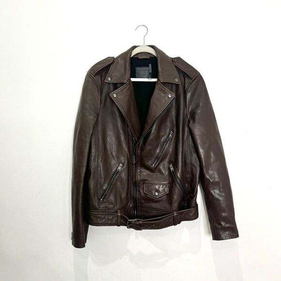 NEW $670 ALL SAINTS leather jacket VOLTAIRE BIKER ML025L OXBLOOD RED Brown - Picture 6 of 11